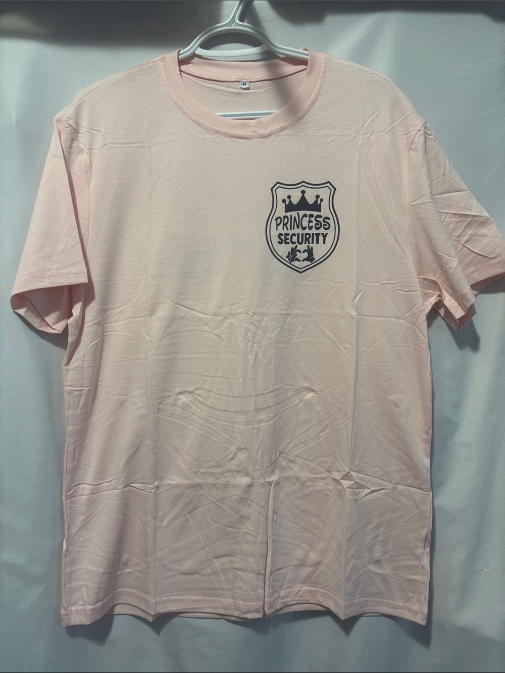 Prince Pink "Princess Security" Short Sleeve Tee - Light Pink Crew Neck